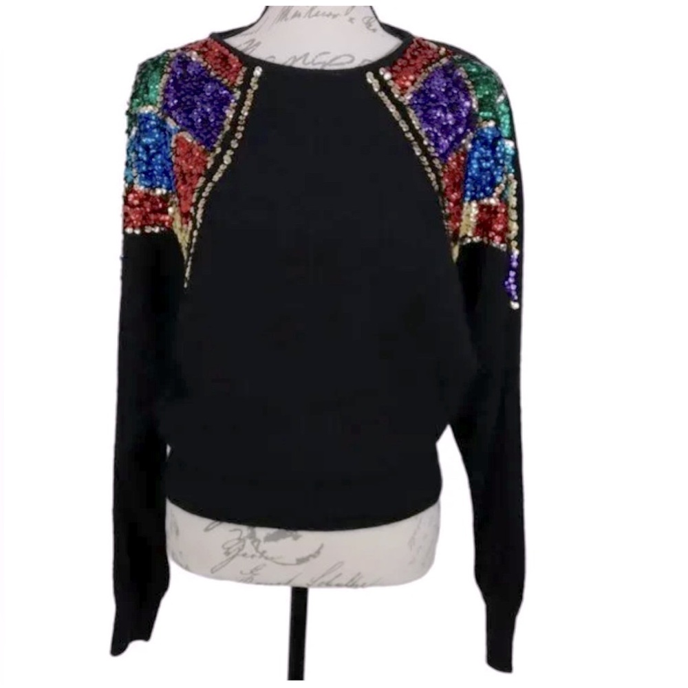 Vintage | 80’s De Rotchild Silk Sequence Sweater | Women’s Size L
